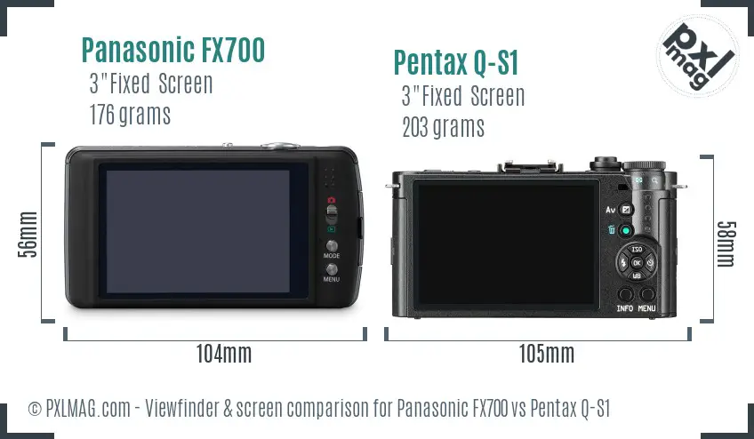 Panasonic FX700 vs Pentax Q-S1 Screen and Viewfinder comparison