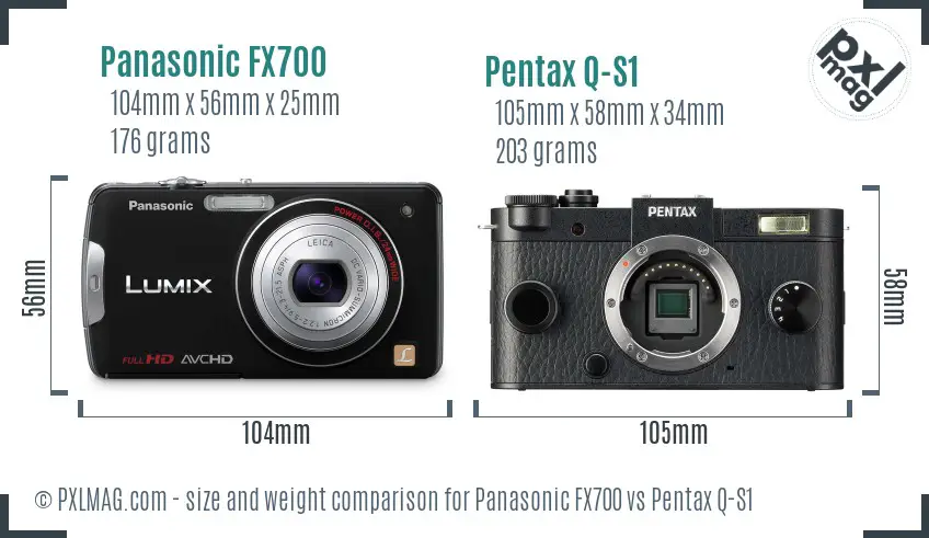 Panasonic FX700 vs Pentax Q-S1 size comparison