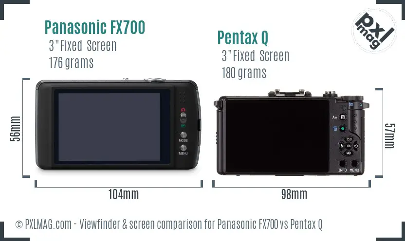 Panasonic FX700 vs Pentax Q Screen and Viewfinder comparison