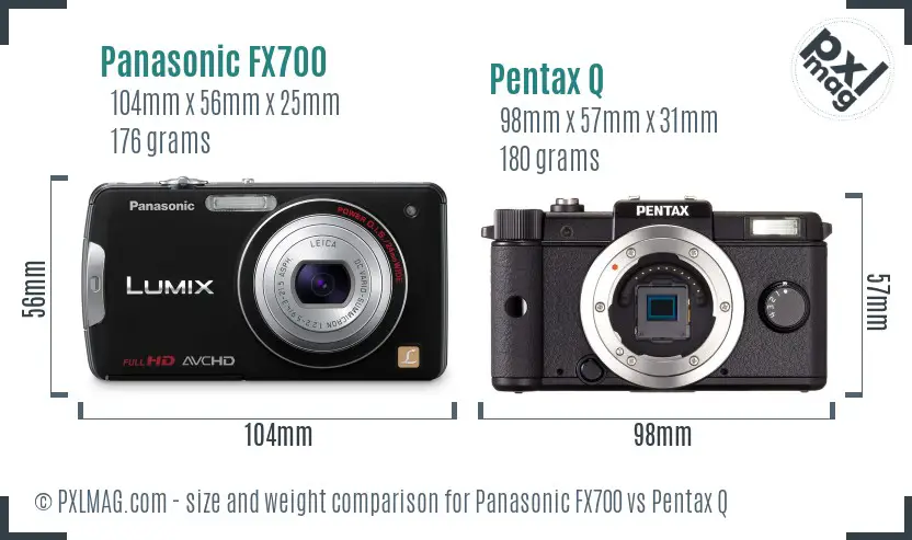 Panasonic FX700 vs Pentax Q size comparison