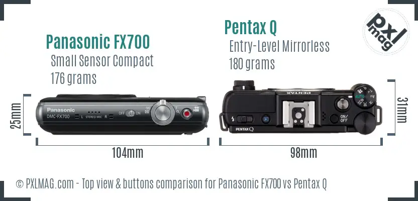 Panasonic FX700 vs Pentax Q top view buttons comparison