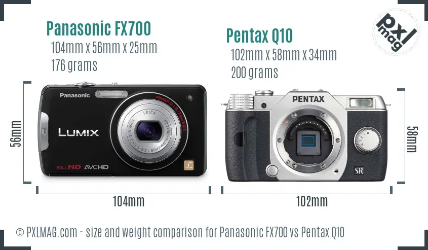 Panasonic FX700 vs Pentax Q10 size comparison