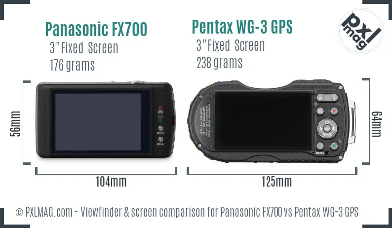 Panasonic FX700 vs Pentax WG-3 GPS Screen and Viewfinder comparison