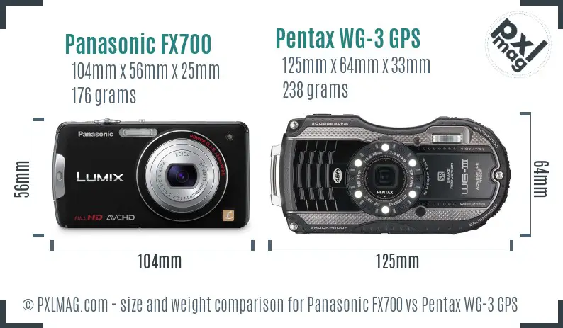 Panasonic FX700 vs Pentax WG-3 GPS size comparison