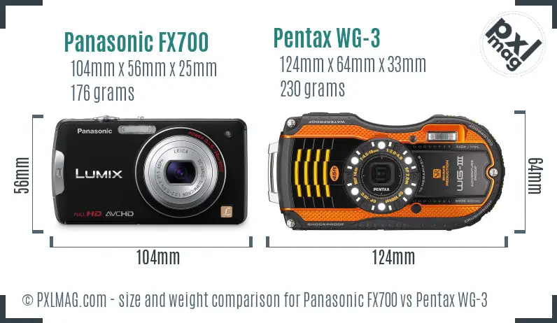Panasonic FX700 vs Pentax WG-3 size comparison