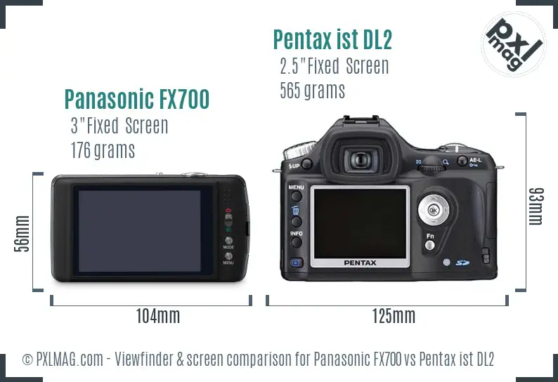 Panasonic FX700 vs Pentax ist DL2 Screen and Viewfinder comparison