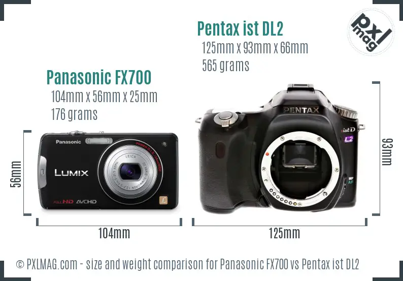 Panasonic FX700 vs Pentax ist DL2 size comparison