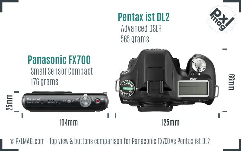 Panasonic FX700 vs Pentax ist DL2 top view buttons comparison