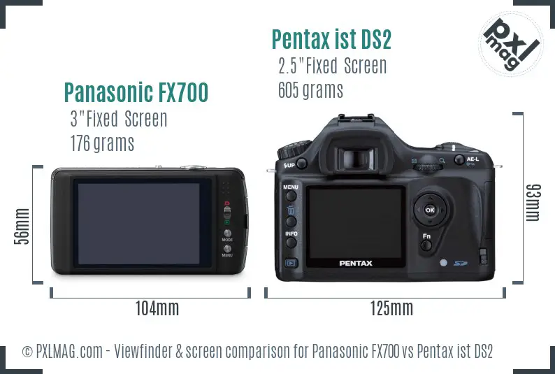 Panasonic FX700 vs Pentax ist DS2 Screen and Viewfinder comparison