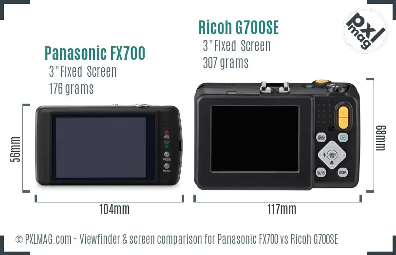 Panasonic FX700 vs Ricoh G700SE Screen and Viewfinder comparison
