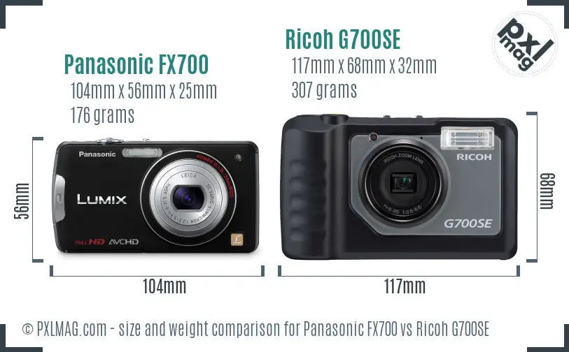 Panasonic FX700 vs Ricoh G700SE size comparison