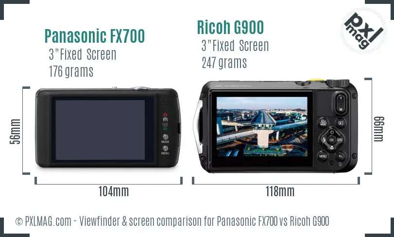 Panasonic FX700 vs Ricoh G900 Screen and Viewfinder comparison