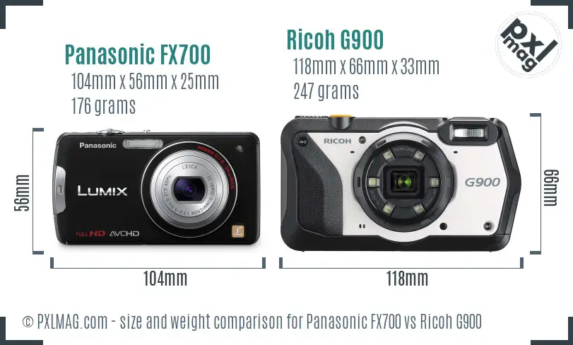 Panasonic FX700 vs Ricoh G900 size comparison