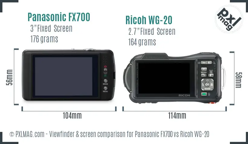 Panasonic FX700 vs Ricoh WG-20 Screen and Viewfinder comparison Panasonic FX700 vs Ricoh WG-20 Screen and Viewfinder comparison