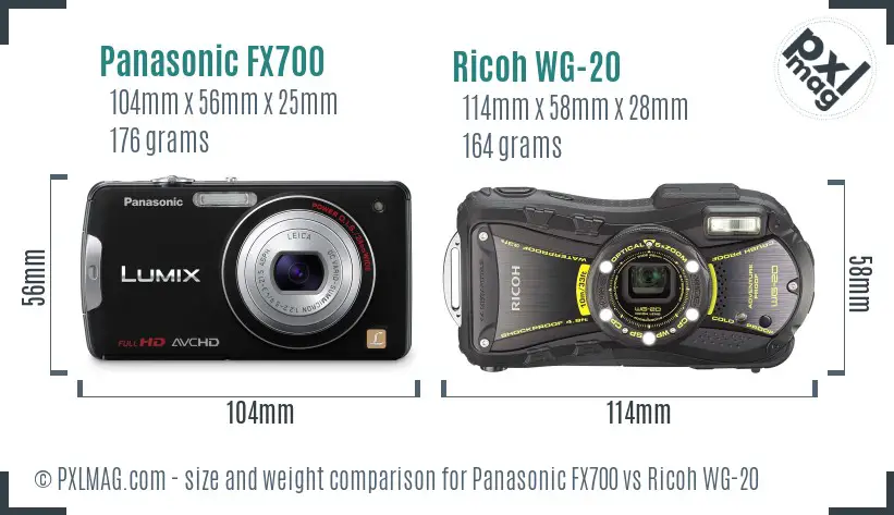 Panasonic FX700 vs Ricoh WG-20 size comparison Panasonic FX700 vs Ricoh WG-20 size comparison
