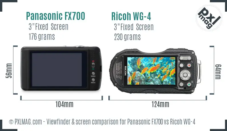 Panasonic FX700 vs Ricoh WG-4 Screen and Viewfinder comparison