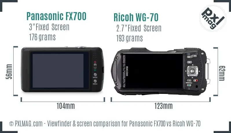 Panasonic FX700 vs Ricoh WG-70 Screen and Viewfinder comparison