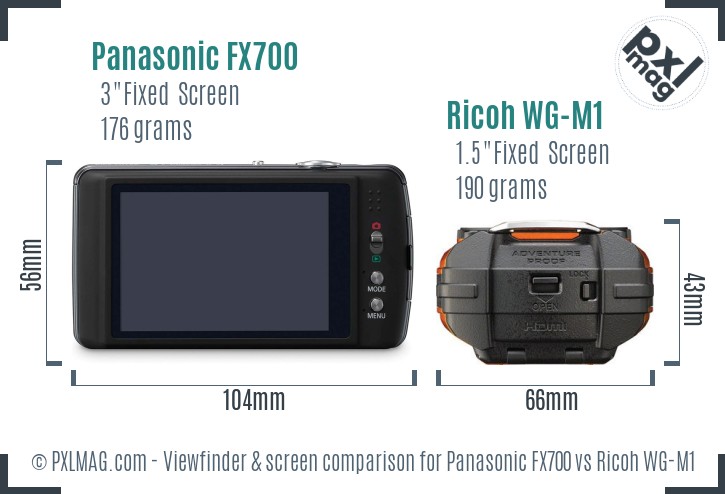 Panasonic FX700 vs Ricoh WG-M1 Screen and Viewfinder comparison