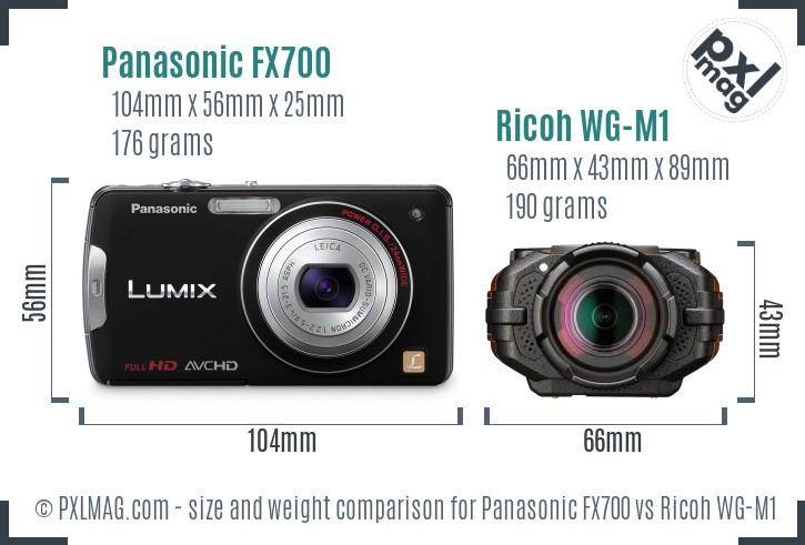Panasonic FX700 vs Ricoh WG-M1 size comparison