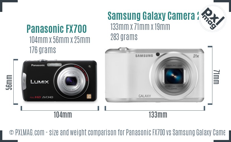 Panasonic FX700 vs Samsung Galaxy Camera 2 size comparison