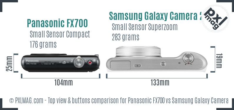 Panasonic FX700 vs Samsung Galaxy Camera 2 top view buttons comparison