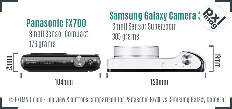 Panasonic FX700 vs Samsung Galaxy Camera 3G top view buttons comparison
