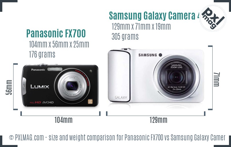 Panasonic FX700 vs Samsung Galaxy Camera 4G size comparison Panasonic FX700 vs Samsung Galaxy Camera 4G size comparison