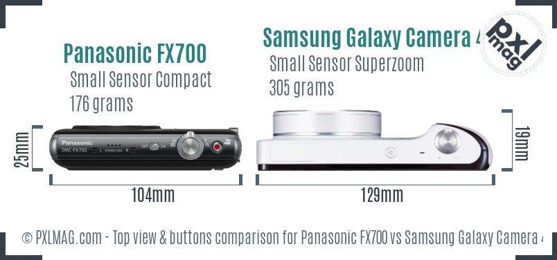 Panasonic FX700 vs Samsung Galaxy Camera 4G top view buttons comparison