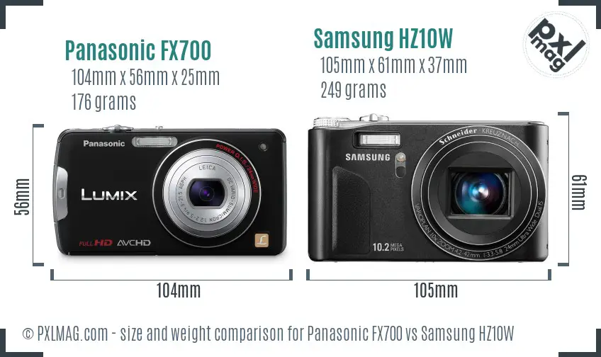 Panasonic FX700 vs Samsung HZ10W size comparison