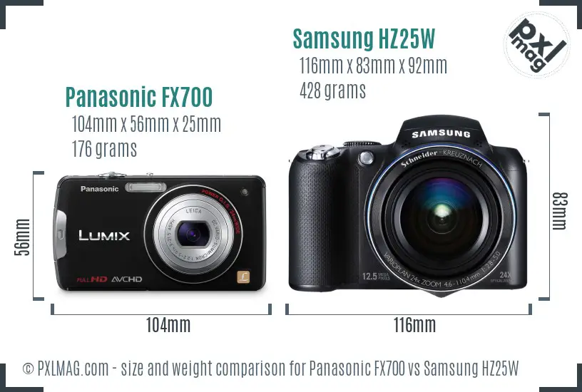 Panasonic FX700 vs Samsung HZ25W size comparison Panasonic FX700 vs Samsung HZ25W size comparison