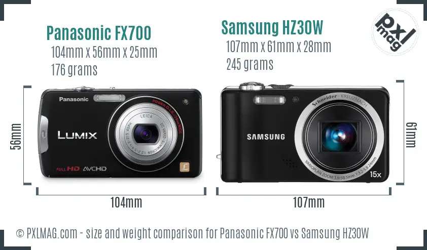 Panasonic FX700 vs Samsung HZ30W size comparison Panasonic FX700 vs Samsung HZ30W size comparison