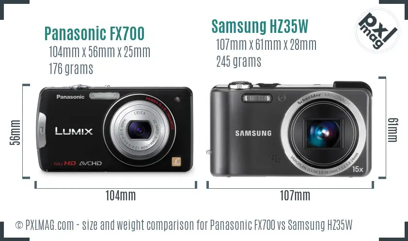 Panasonic FX700 vs Samsung HZ35W size comparison