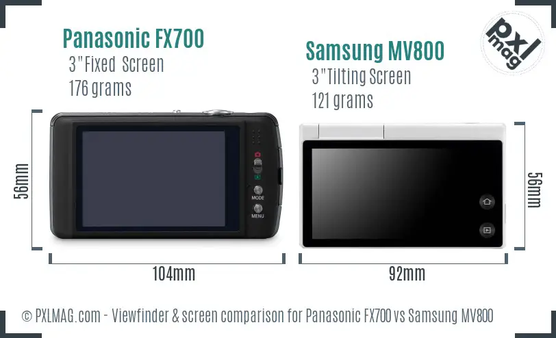 Panasonic FX700 vs Samsung MV800 Screen and Viewfinder comparison