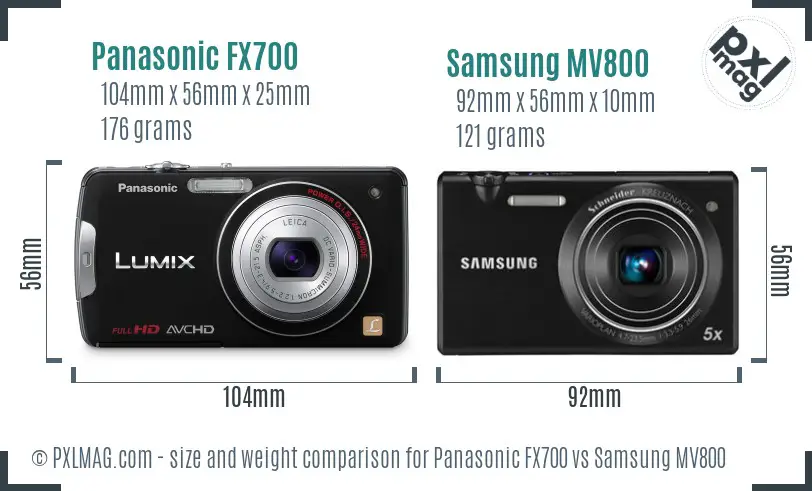 Panasonic FX700 vs Samsung MV800 size comparison