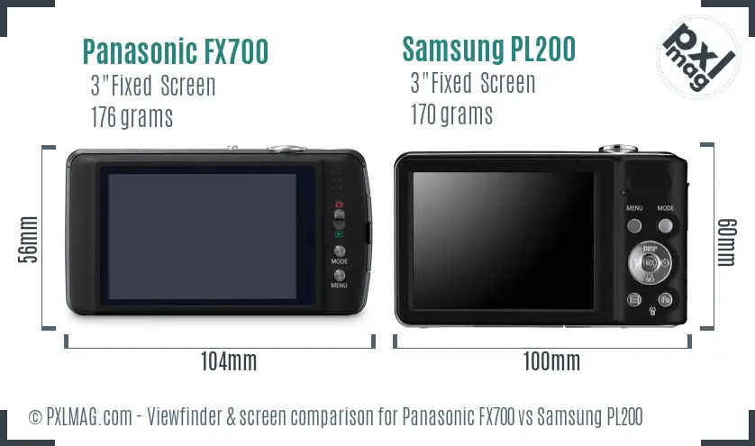 Panasonic FX700 vs Samsung PL200 Screen and Viewfinder comparison