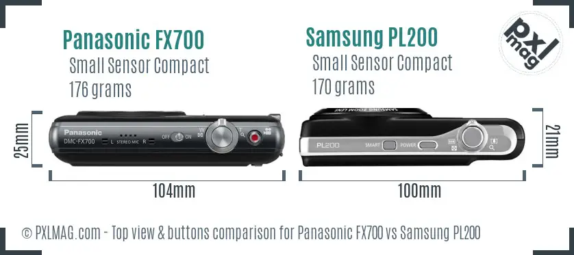 Panasonic FX700 vs Samsung PL200 top view buttons comparison