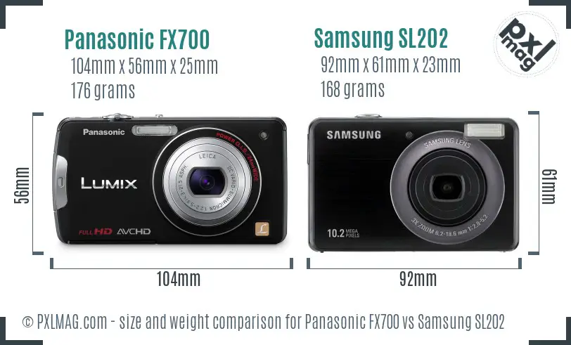 Panasonic FX700 vs Samsung SL202 size comparison