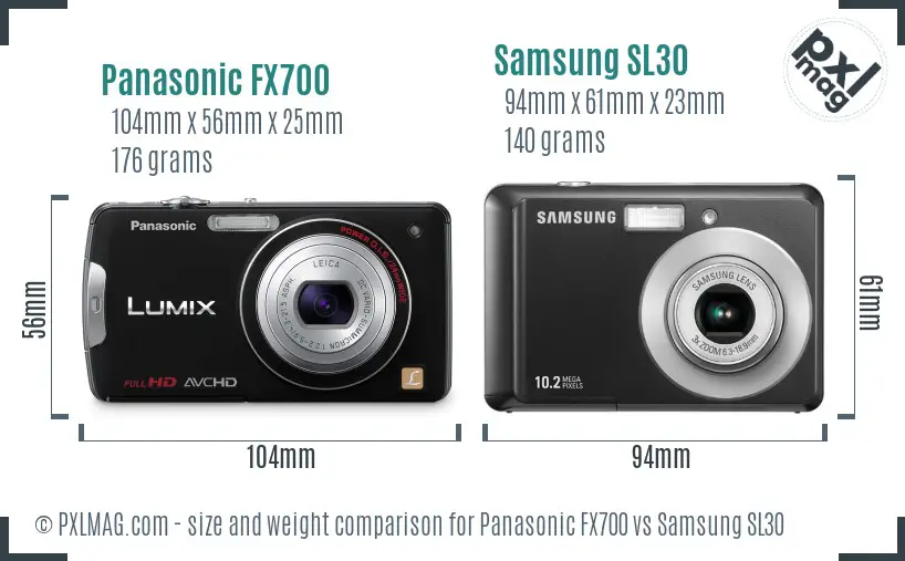 Panasonic FX700 vs Samsung SL30 size comparison