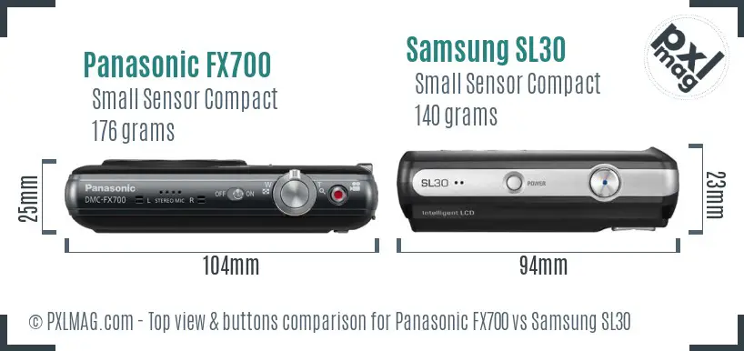 Panasonic FX700 vs Samsung SL30 top view buttons comparison
