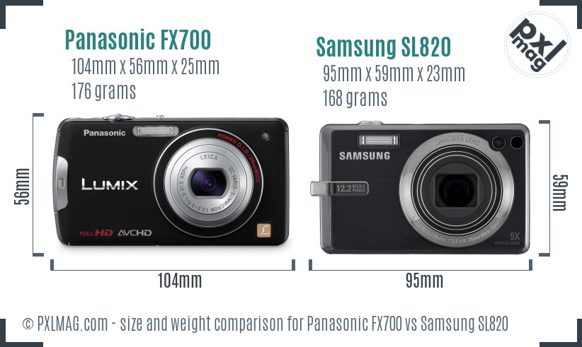 Panasonic FX700 vs Samsung SL820 size comparison