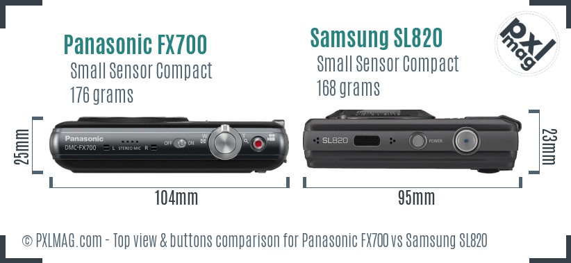 Panasonic FX700 vs Samsung SL820 top view buttons comparison