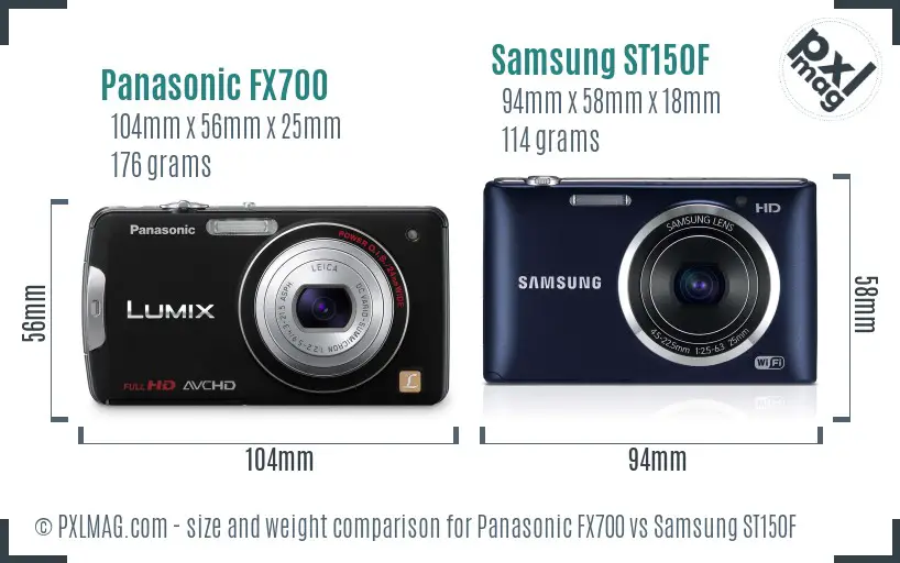 Panasonic FX700 vs Samsung ST150F size comparison