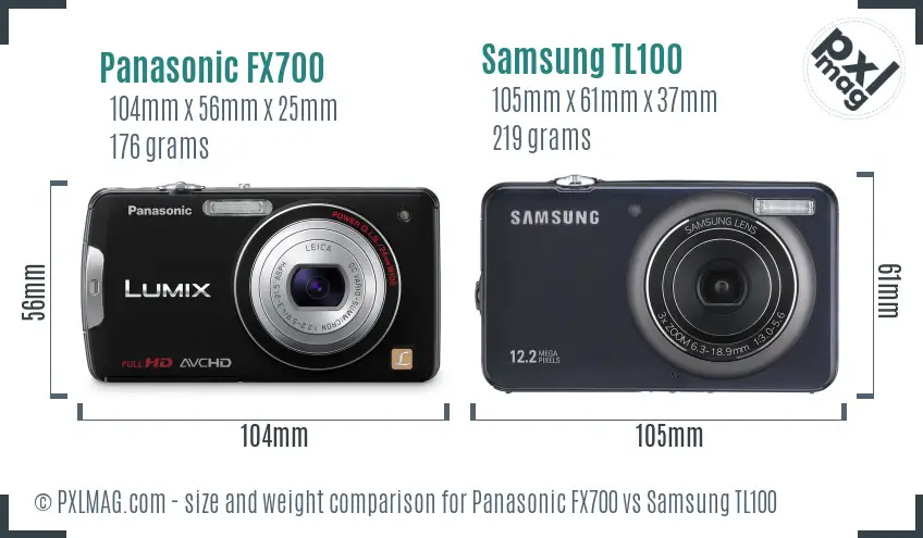 Panasonic FX700 vs Samsung TL100 size comparison Panasonic FX700 vs Samsung TL100 size comparison