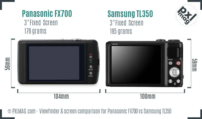 Panasonic FX700 vs Samsung TL350 Screen and Viewfinder comparison Panasonic FX700 vs Samsung TL350 Screen and Viewfinder comparison