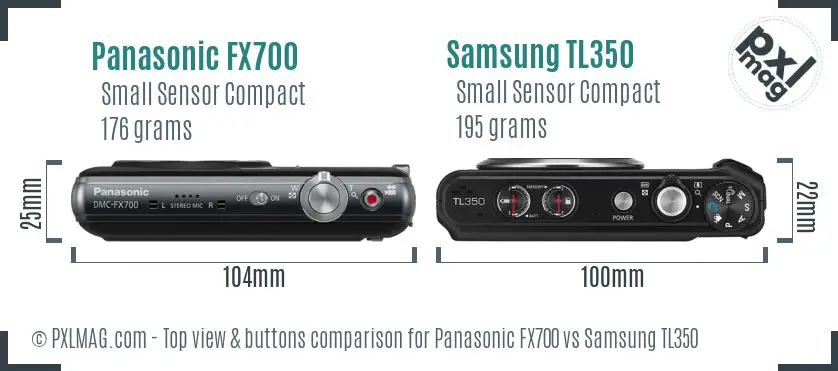 Panasonic FX700 vs Samsung TL350 top view buttons comparison Panasonic FX700 vs Samsung TL350 top view buttons comparison