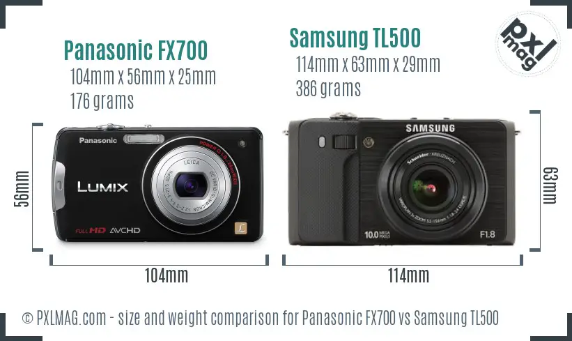Panasonic FX700 vs Samsung TL500 size comparison