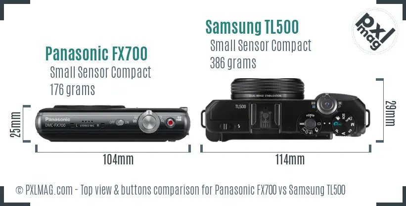 Panasonic FX700 vs Samsung TL500 top view buttons comparison