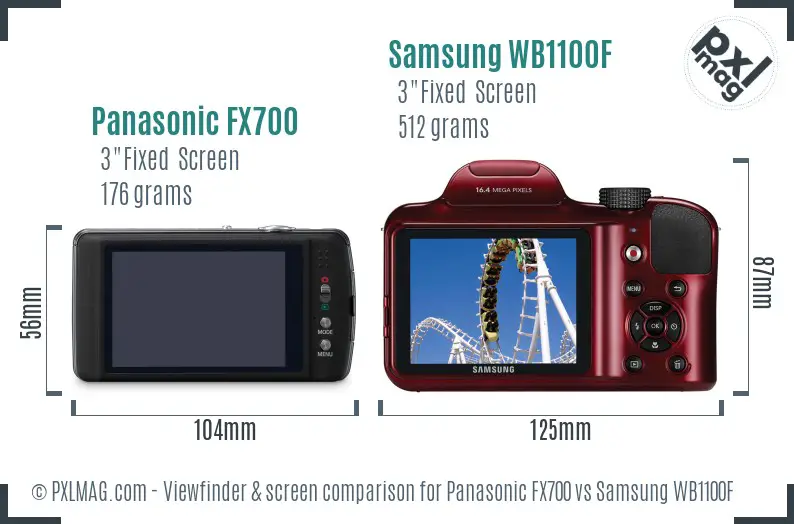 Panasonic FX700 vs Samsung WB1100F Screen and Viewfinder comparison