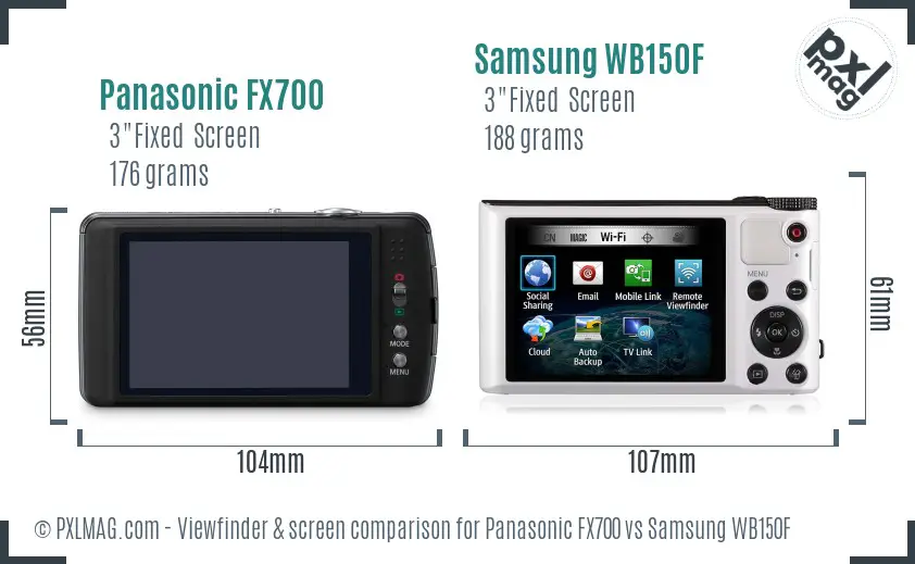 Panasonic FX700 vs Samsung WB150F Screen and Viewfinder comparison