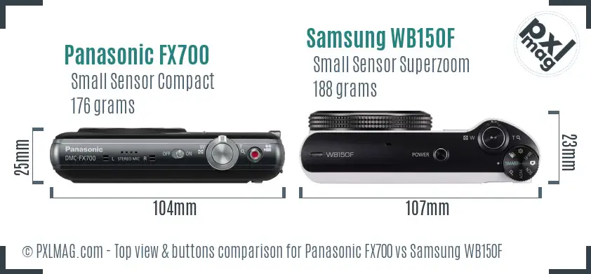 Panasonic FX700 vs Samsung WB150F top view buttons comparison